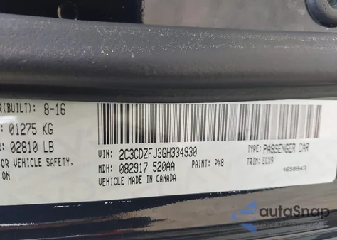 2016 Dodge Challenger 392 Hemi Scat Pack Shaker from USA, damaged, VIN 2C3CDZFJ3GH334930